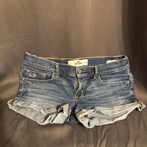 Hollister Women's Medium-Dark Blue Rolled Cuff Denim Shorts